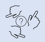 Drawing of hands searching around a question mark