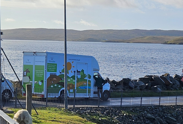 Figure 1. Biobus awaiting to board the ferry to the island of Whalsay (Image credit - C. Hardy).