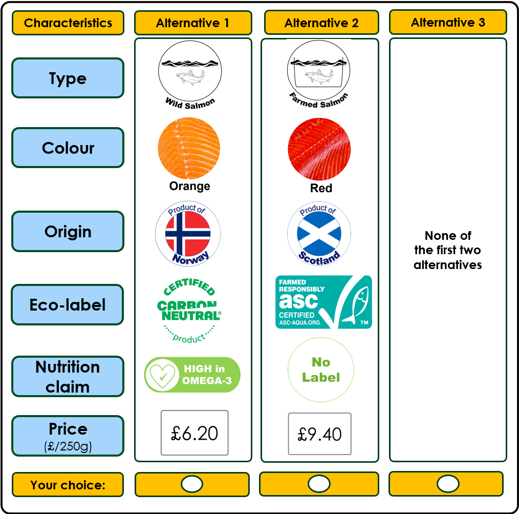 Example of a choice set used in the choice experiment.