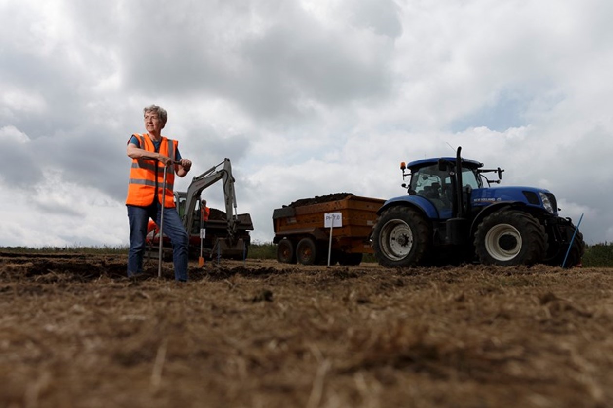 Christine Watson helping to translocate the soil profiles from the original location to their new home at Ashtown farm, part of the SRUC Craibstone Estate.