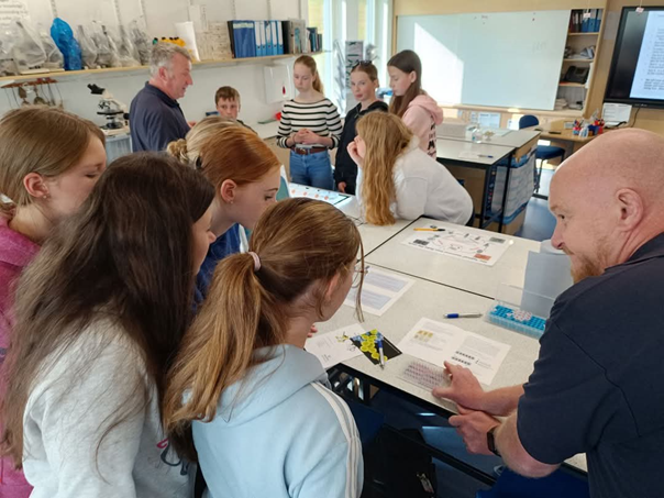 Figure 3: Pupils analysing test results (Image credit – Developing Young Workforce – Shetland Facebook pages).