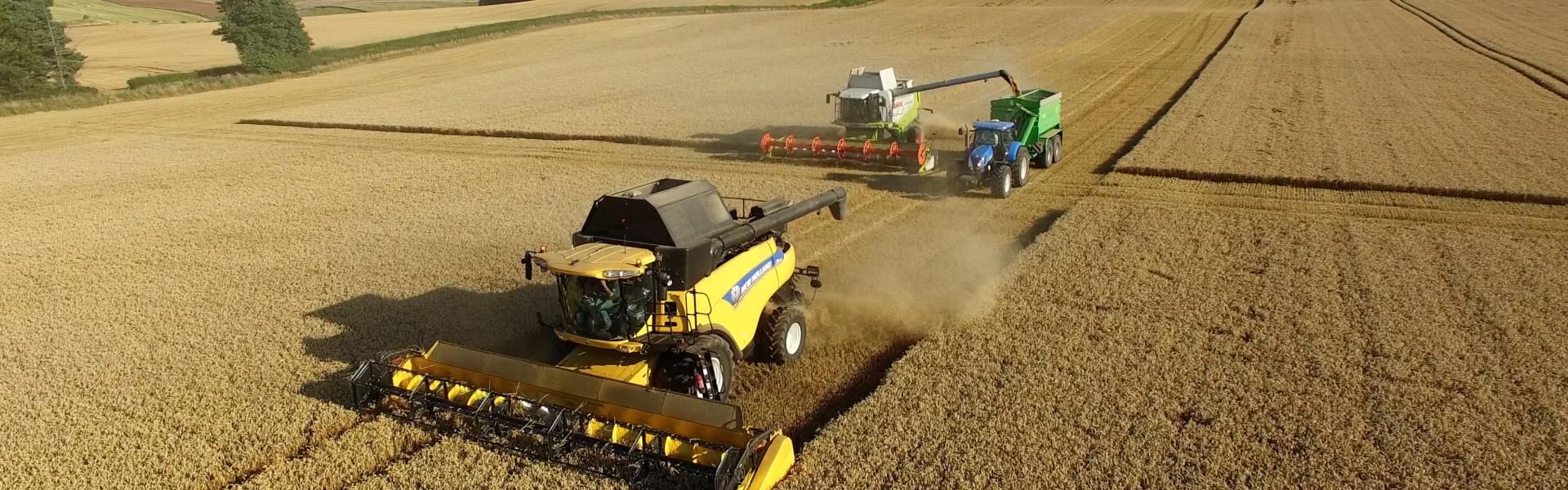 Aerial image of a Combine Harvester (circa media)